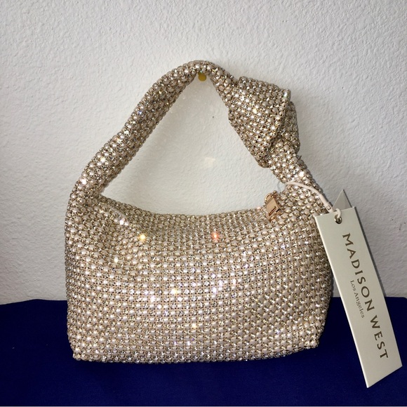 Madison West Crystal Pearl Knot Handbag - Picture 4 of 15